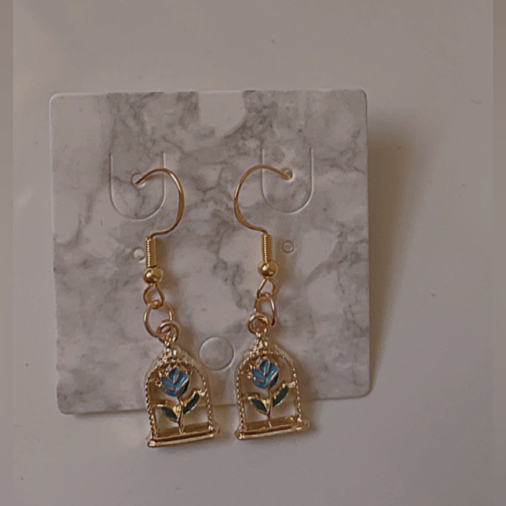 Blue rose earrings